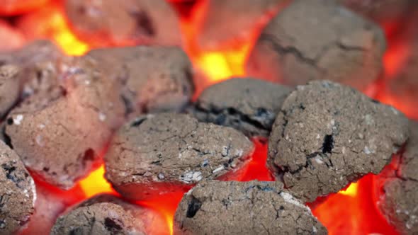 Glowing Charcoal Briquettes