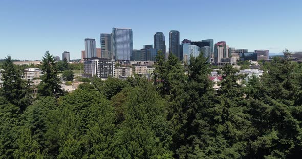 Rising Up To Reveal Bellevue Washington Downtown Skyline alt