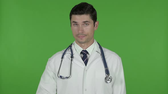 Confident Young Doctor Asking To Call Him, Chroma Key alt