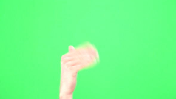 Sign COME From a Man's Hand on a Green Background or Chroma Key alt
