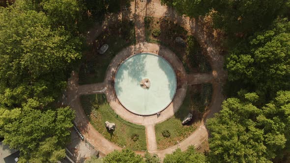 Parco della Montagnola in Bolgona city, Italy, top down aerial view alt