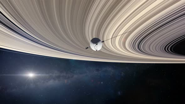 Voyager Probe at Saturn's Rings 1