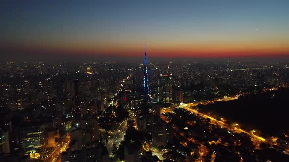 Night Sao Paulo cityscape. Night city landscape of downtown urban alt