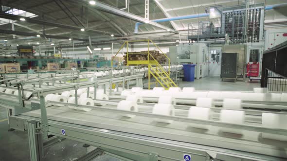 A Working Conveyor in a Paper Mill. Technology, Factory, Kyiv, Ukraine alt