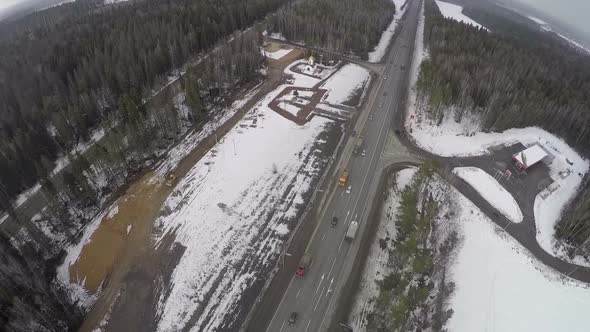 Panorama from top of highway Smolensk-Moscow, Russia alt