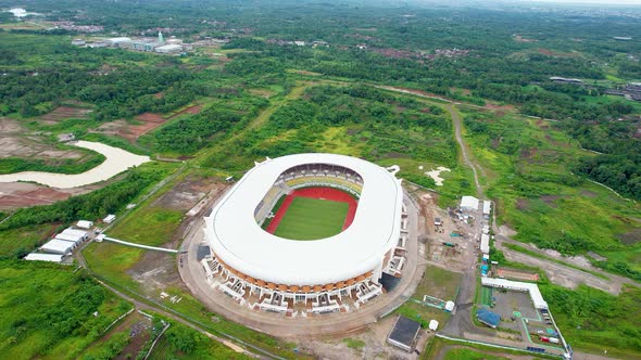 Aerial view of new football stadium for upcomming Indonesia Team. alt