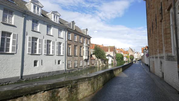 Bruges with buildings and canal
