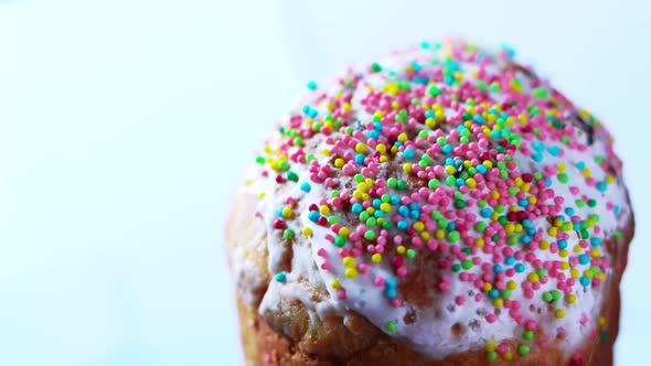 Easter Cake Spinning Closeup on a White Background alt