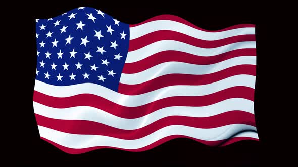 USA National Flag Waving Animated Black Background