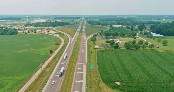 Panorama Aerial View of Small Town Near Road Highway Located in Central America alt