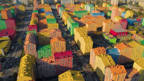 Colorful Houses in Comfort Town District in Kyiv