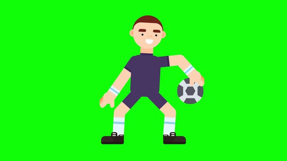 Animation of boy playing with ball.