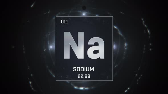 Sodium as Element 11 of the Periodic Table On Silver Background