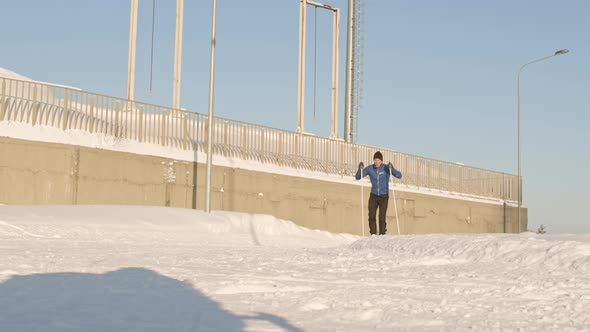 Man Practicing Cross-country Skiing alt