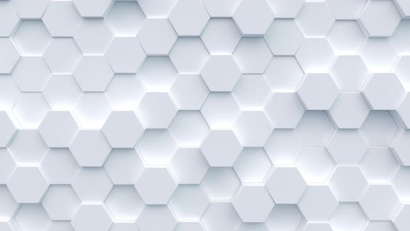 Mosaic surface with moving white hex shapes