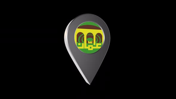 3d Animation Map Navigation Pointer With Flag Of Amman (Jordan) With Alpha Channel - 2K alt