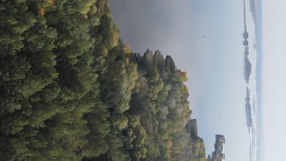 Vertical Video Aerial View of the Dnipro River  the Main River of Ukraine alt