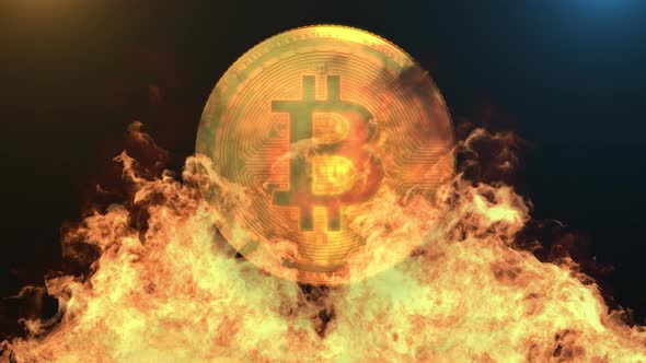 Bitcoin Cryptocurrency In Fire