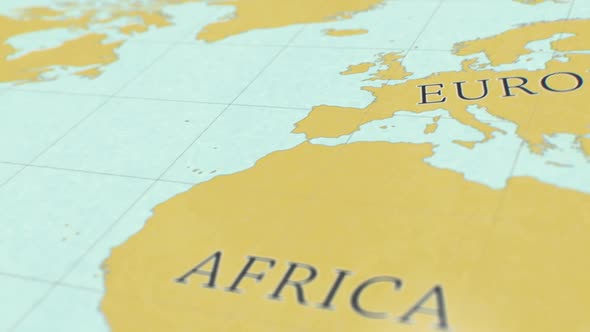 Retro Style Map of the World - Europe to North America alt