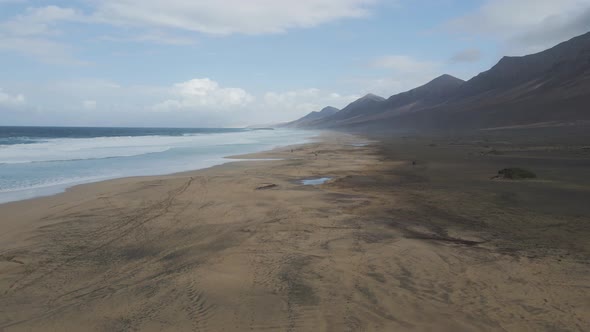 Aerial view of Playa de Cofete, Canary Islands, Spain. alt