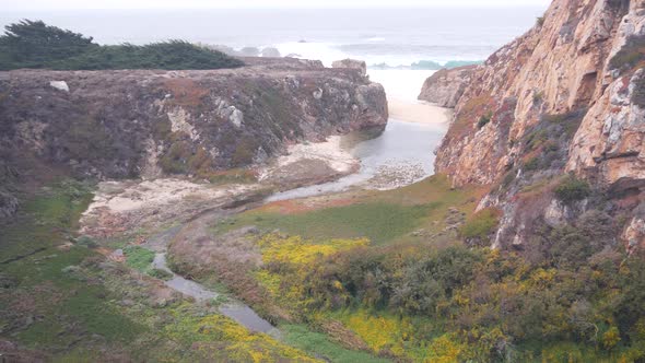 River Creek Estuary in Canyon Mountain Cliff or Bluff
