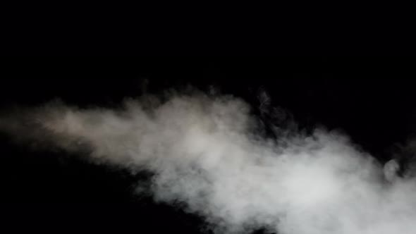 Water Vapor. White Jet of Vapour Steam Under Pressure on Black Background alt