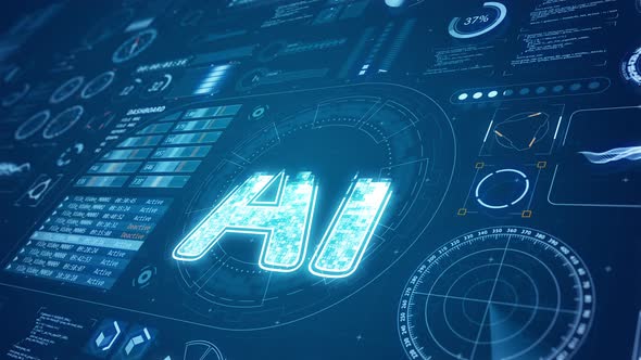 3D Blue digital 5G logo with HUD background and futuristic technology abstract background