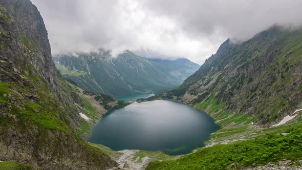Czarny Staw pod Rysami and Morskie Oko lakes in Tatra Mountains alt