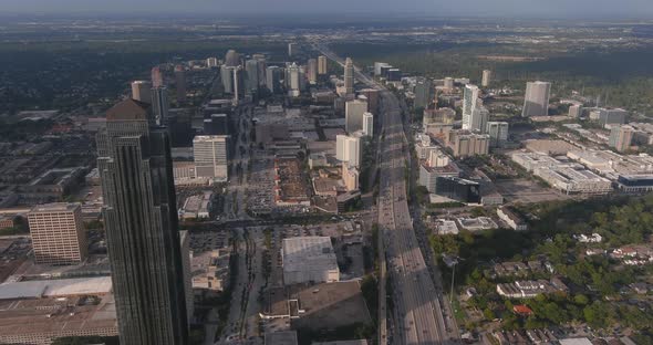 Drone view of the Galleria mall area in Houston, Texas. This video was filmed in 4k for best image q alt