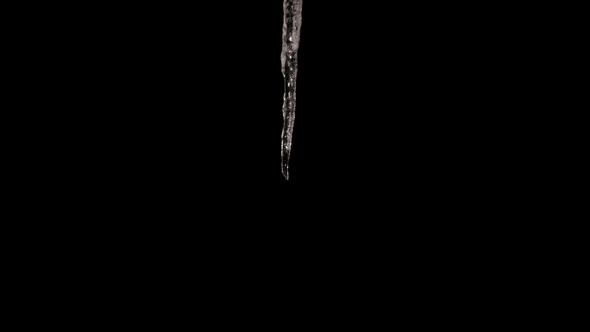 Full Cycle Of Icicle Melting. Time Lapse With Alpha Channel (Codec: Png+Alpha With Black Background)