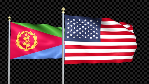 Eritrea And United States Two Countries Flags Waving alt
