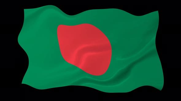 Bangladesh Flag Waving Animated Black Background