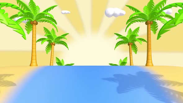 Marine background with palm trees