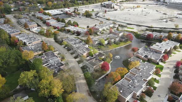 Aerial view of residential neighborhood in Northfield, Illinois