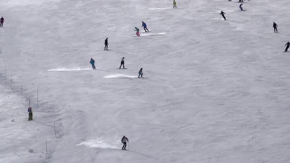 Many Skiers on the Ski Slope