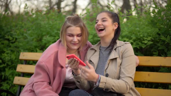 Young Shocked Woman Looking at Mobile Saying WOW Amazed Girl Walking in Park