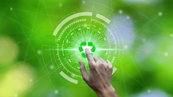 environment icons over the Network connection on nature background