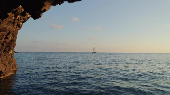 Sailboat Floating from a Distant in the Bay of Biscay alt
