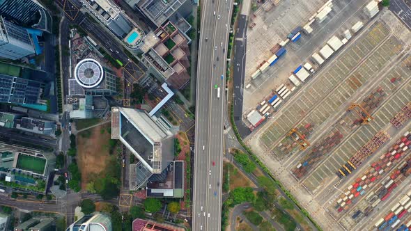 Aerial view 4k Footage of Highway in singapore. alt