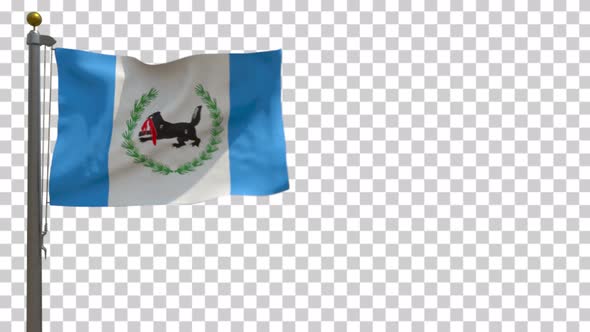 Irkutsk Oblast Flag (Russia) on Flagpole with Alpha Channel - 4K alt