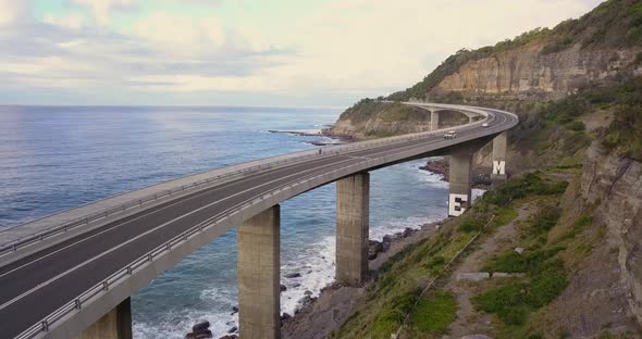 Sea Cliff Bridge Drone Aerial Footage