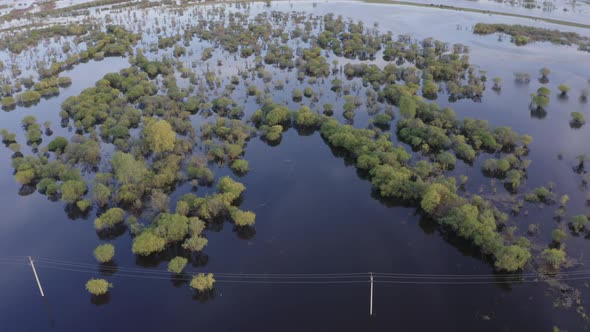 Aerial Drone Footage of High Water in Spring Time