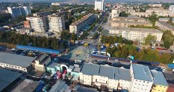 Panoramic Aerial Drone View of City