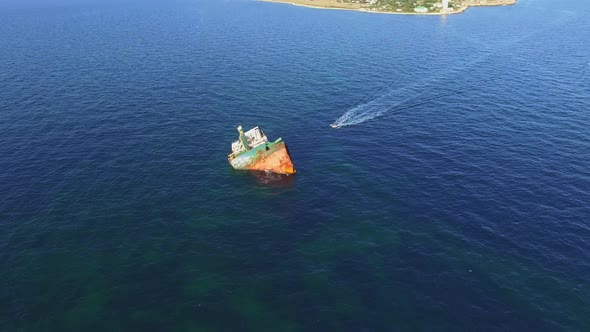 Aerial View of the Sunken Ship at Cape Tarkhankut alt