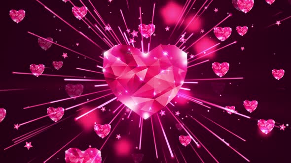 Romantic red diamond heart background video