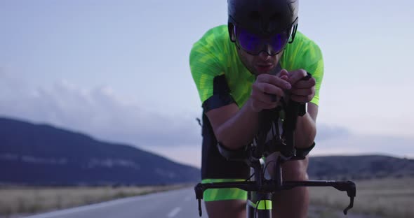 Triathlon Sportsman Athlete Cyclist Riding Professional Racing Bicycle alt