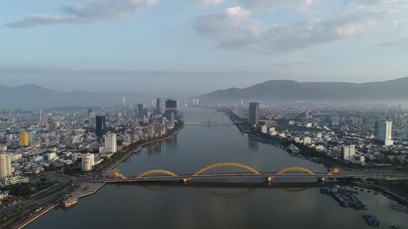 Flycam Danang Dragon Bridge in Vietnam, Asian