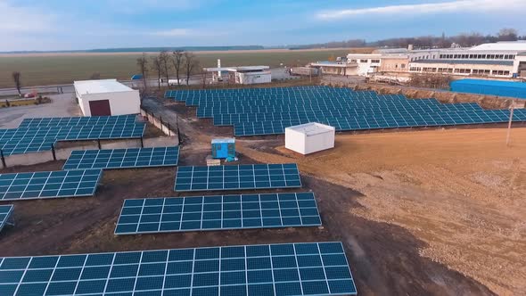 Solar panels in aerial view. Solar panels system power generators from sun alt