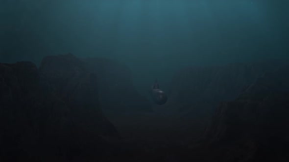 Submarine Ascending from an Underwater Canyon