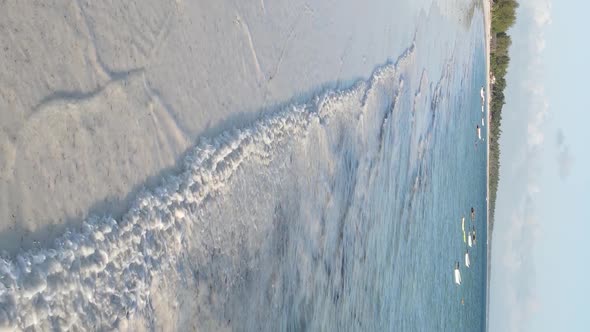 Zanzibar Tanzania  Vertical Video of Low Tide in the Ocean Near the Coast Slow Motion alt